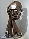 direct metal sculture, head, hands, expressionism, contemporary art